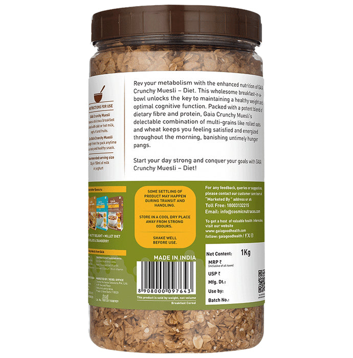 GAIA with Vitamins, Minerals, High Protein & Fibres for Nutrition | Crunchy Muesli Diet