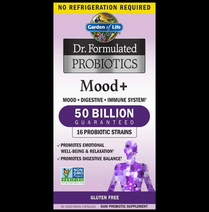 Garden of Life Dr. Formulated Probiotics Mood+ 16 Probiotic Strain Vegetarian Capsules Gluten Free - Classic Derma
