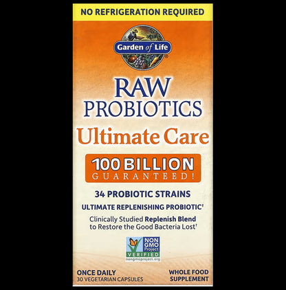 Garden of Life Raw Probiotics Ultimate Care 34 Probiotic Strains Vegetarian Capsules - Classic Derma