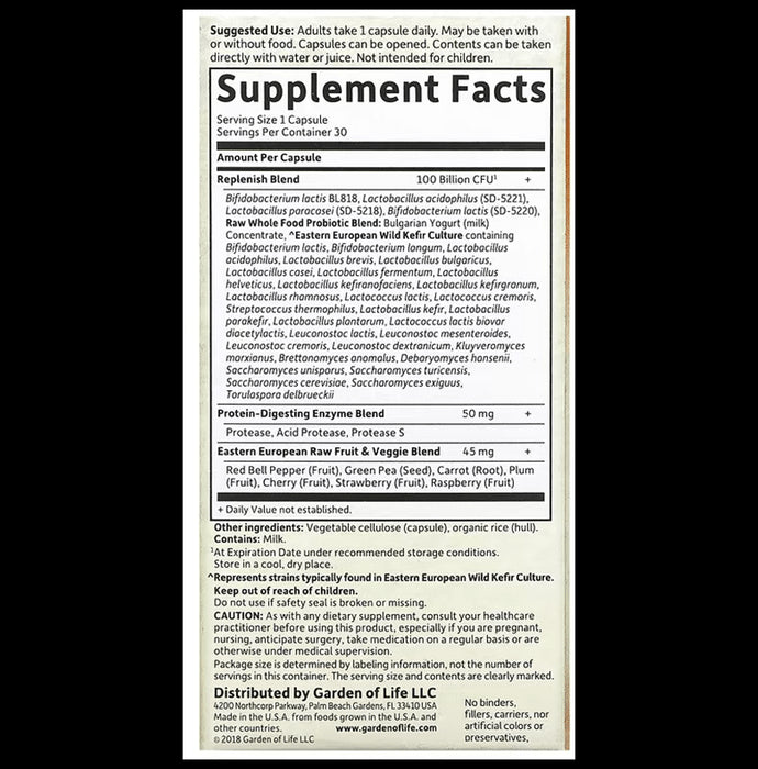 Garden of Life Raw Probiotics Ultimate Care 34 Probiotic Strains Vegetarian Capsules