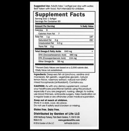 Garden of Life Supercritical Prenatal Omega-3 Fish Oil Sotgels