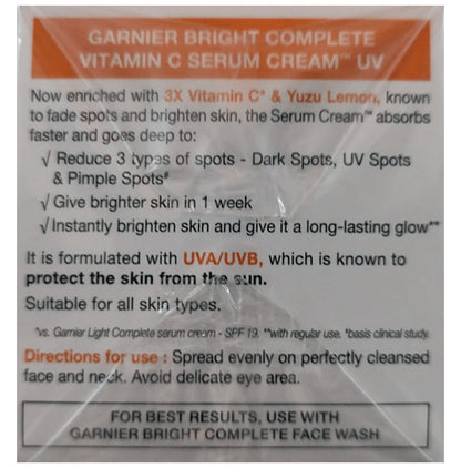 Garnier Bright Complete Vitamin C Serum Cream