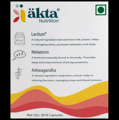 Akta Nutrition Bye-Bye Stress Adults Capsule | Stress Relief | Stress Buster | Anxiety Relief | Ashwagandha Tablet | Stress Reliver