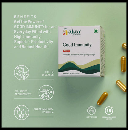 Akta Nutrition Good Immunity Adults Capsule | Immunity Booster | Multivitamin | Vitamin Booster|immunity for Good Health | Health Booster Capsule