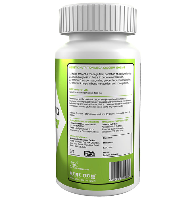 Genetic Nutrition Mega Calcium 1000mg Tablet
