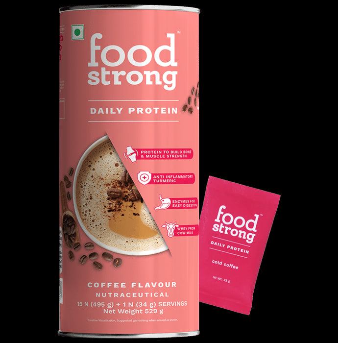 Foodstrong Daily Protein Sachet (33gm Each) Coffee - Classic Derma