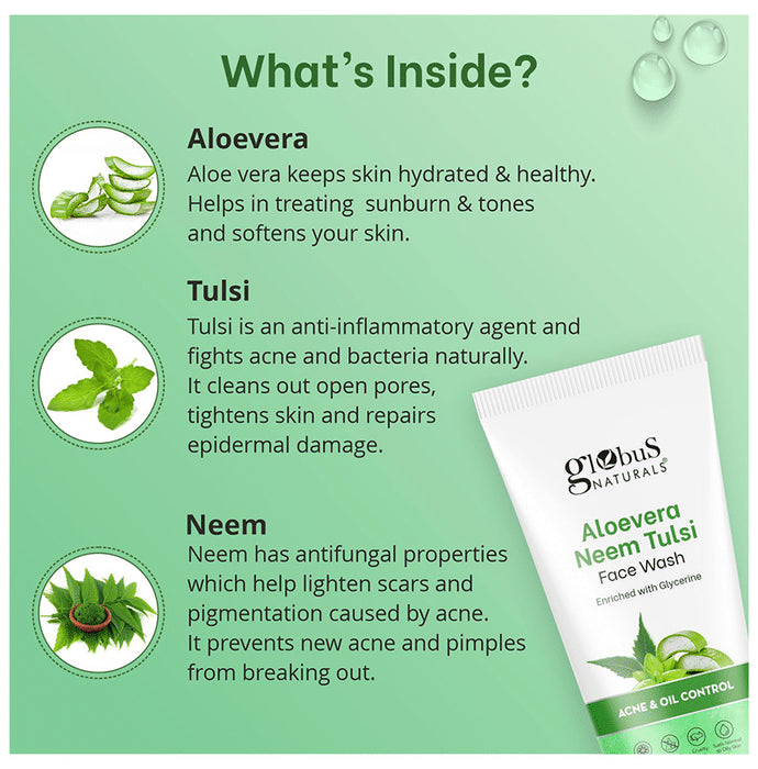 Globus Naturals Aloevera Neem Tulsi Face Wash (75gm Each)