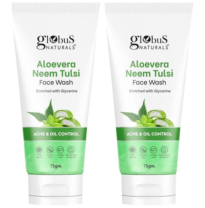 Globus Naturals Aloevera Neem Tulsi Face Wash (75gm Each) - Classic Derma