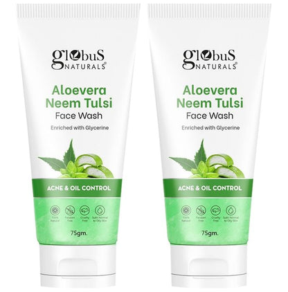 Globus Naturals Aloevera Neem Tulsi Face Wash (75gm Each) - Classic Derma
