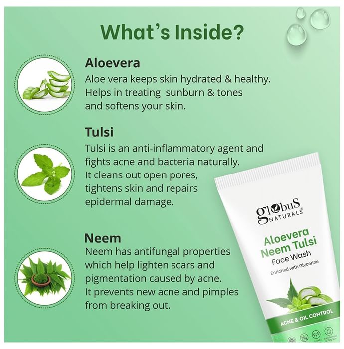 Globus Naturals Aloevera Neem Tulsi Face Wash (75gm Each)
