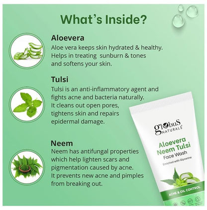 Globus Naturals Aloevera Neem Tulsi Face Wash (75gm Each)