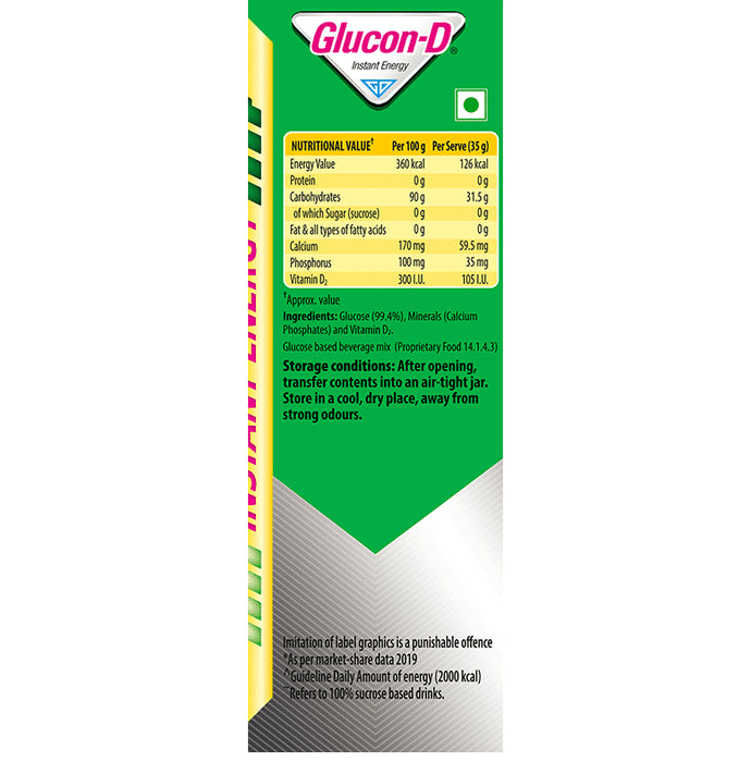 Glucon-D with Glucose, Calcium, Vitamin C & Sucrose | Nutrition Booster Regular