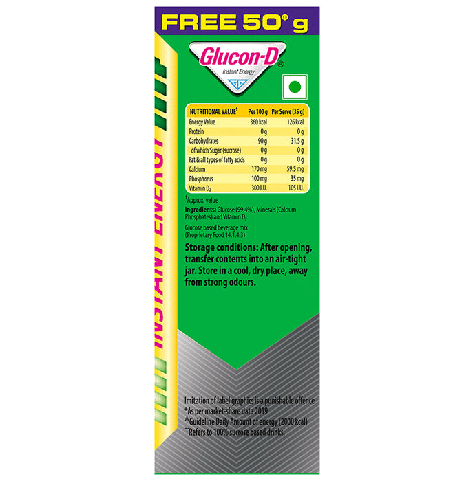 Glucon-D with Glucose, Calcium, Vitamin C & Sucrose | Nutrition Booster Regular