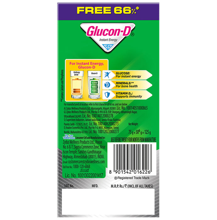 Glucon-D with Glucose, Calcium, Vitamin C & Sucrose | Nutrition Booster Regular