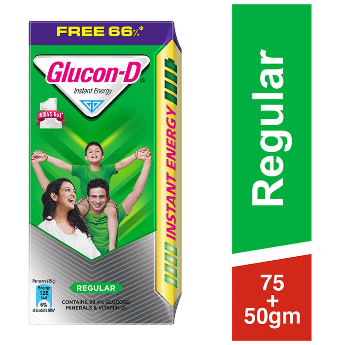 Glucon-D with Glucose, Calcium, Vitamin C & Sucrose | Nutrition Booster Regular
