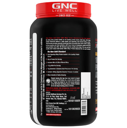 GNC Amp Gold 100% Whey Protein Advanced Powder with Digestive Enzymes | For Lean Muscles | Flavour Delicious Strawberry