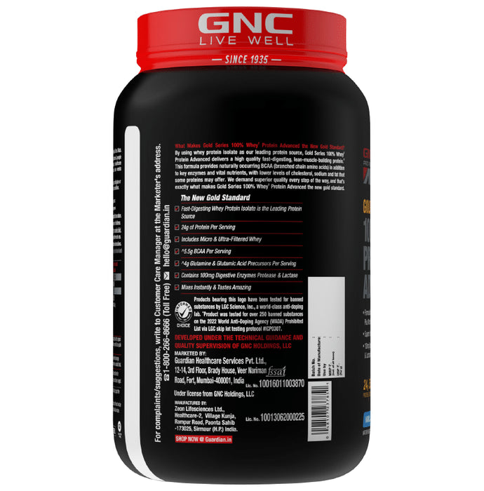 GNC Amp Gold 100% Whey Protein Advanced Powder with Digestive Enzymes | For Lean Muscles | Flavour Vanilla Icecream