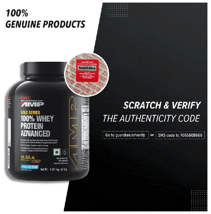 GNC Amp Gold 100% Whey Protein Advanced Powder with Digestive Enzymes | For Lean Muscles | Flavour Vanilla Icecream
