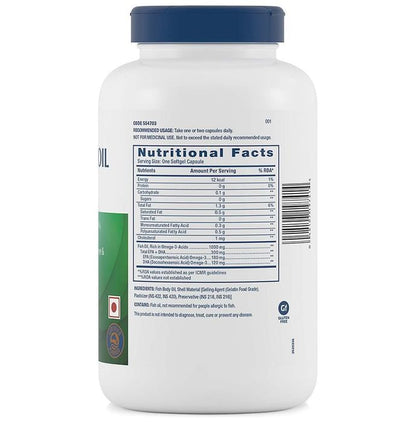 GNC Fish Oil 1000mg with Omega 3 (EPA & DHA) | Softgel Capsule for Heart, Brain, Skin, Eye & Joint Health