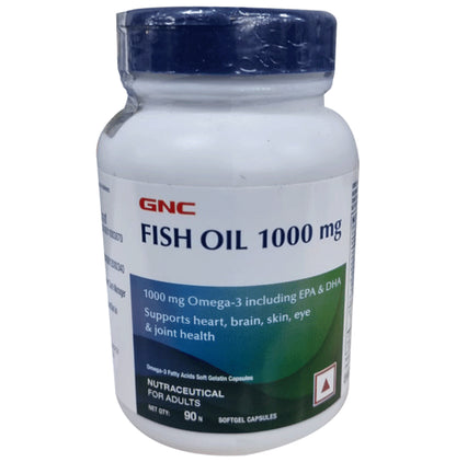GNC Fish Oil 1000mg with Omega 3 (EPA & DHA) | Softgel Capsule for Heart, Brain, Skin, Eye & Joint Health - Classic Derma