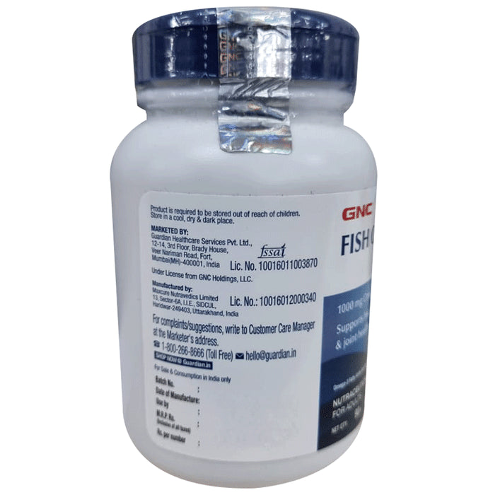 GNC Fish Oil 1000mg with Omega 3 (EPA & DHA) | Softgel Capsule for Heart, Brain, Skin, Eye & Joint Health