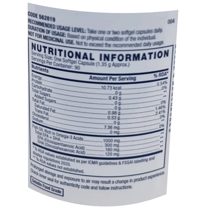 GNC Fish Oil 1000mg with Omega 3 (EPA & DHA) | Softgel Capsule for Heart, Brain, Skin, Eye & Joint Health