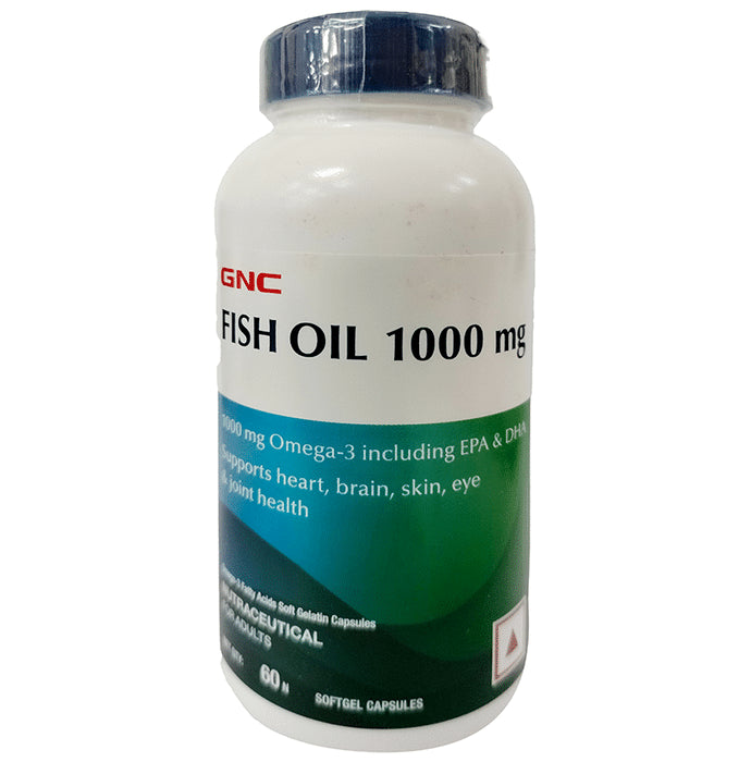 GNC Fish Oil 1000mg with Omega 3 (EPA & DHA) | Softgel Capsule for Heart, Brain, Skin, Eye & Joint Health - Classic Derma
