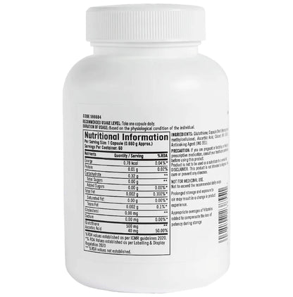 GNC Glutathione 500mg Vegetarian Capsule