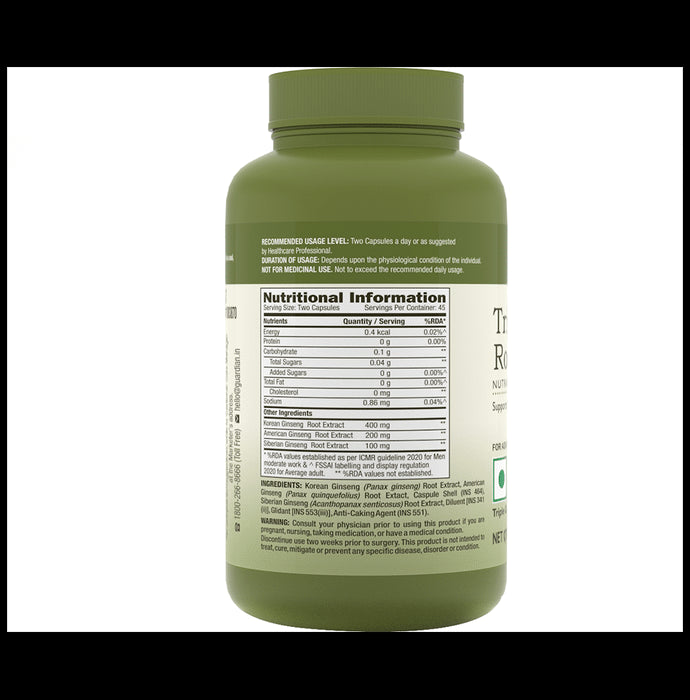 GNC Herbal Plus Triple Ginseng Root Capsule | For Energy & Vitality Support