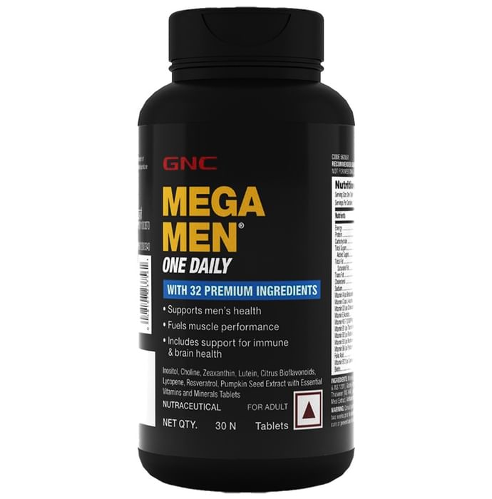 GNC Mega Men One Daily Multivitamin for Muscle Performance, Immunity & Brain Health | Tablet - Classic Derma