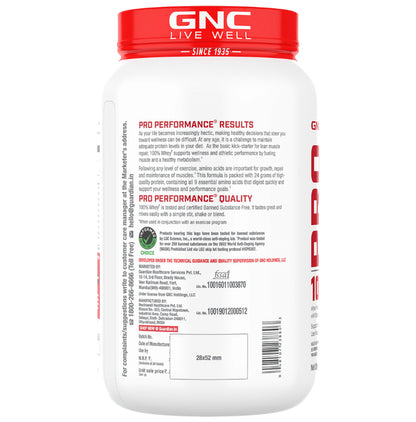 GNC Pro Performance 100% Whey Protein | With Digestive Enzymes & Electrolytes | For Metabolism & Lean Muscles Recovery | Flavour Powder Chocolate Fudge