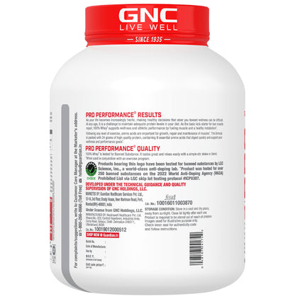 GNC Pro Performance 100% Whey Protein | With Digestive Enzymes & Electrolytes | For Metabolism & Lean Muscles Recovery | Flavour Powder Vanilla Cream