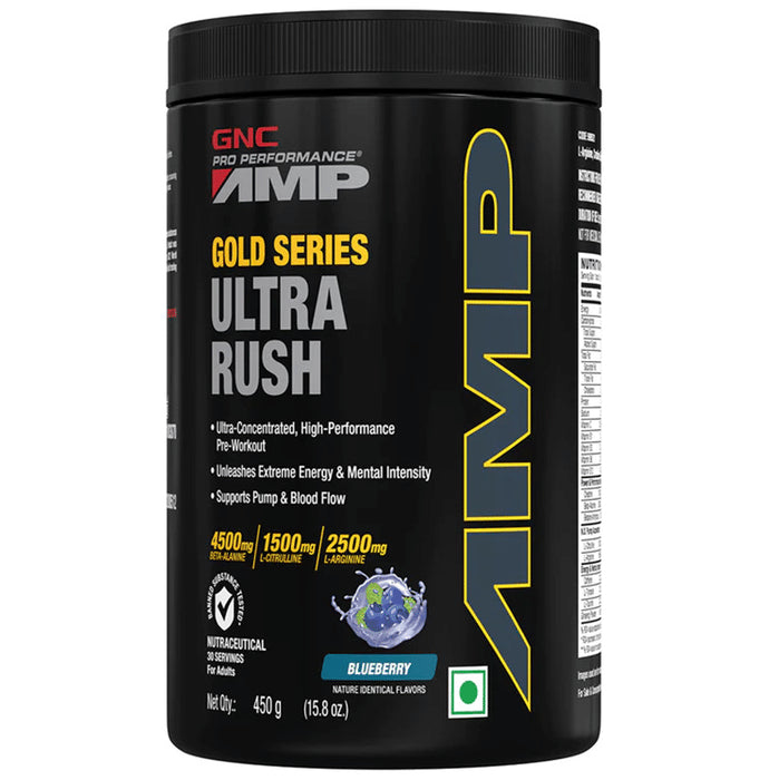 GNC Pro Performance AMP Gold Series Ultra Rush Blue Raspberry - Classic Derma