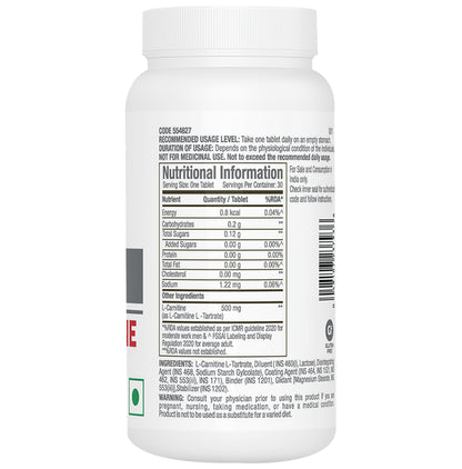 GNC Pro Performance L-Carnitine 500mg for Muscle Recovery | Tablet