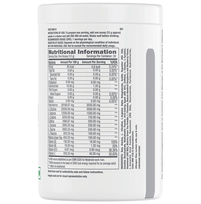 GNC Pro Performance Pre-Workout Powder Blue Raspberry