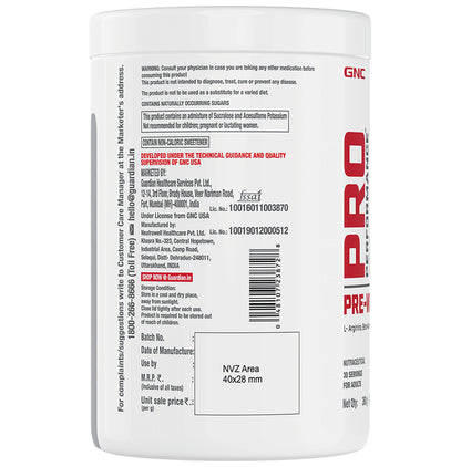 GNC Pro Performance Pre-Workout Powder Blue Raspberry