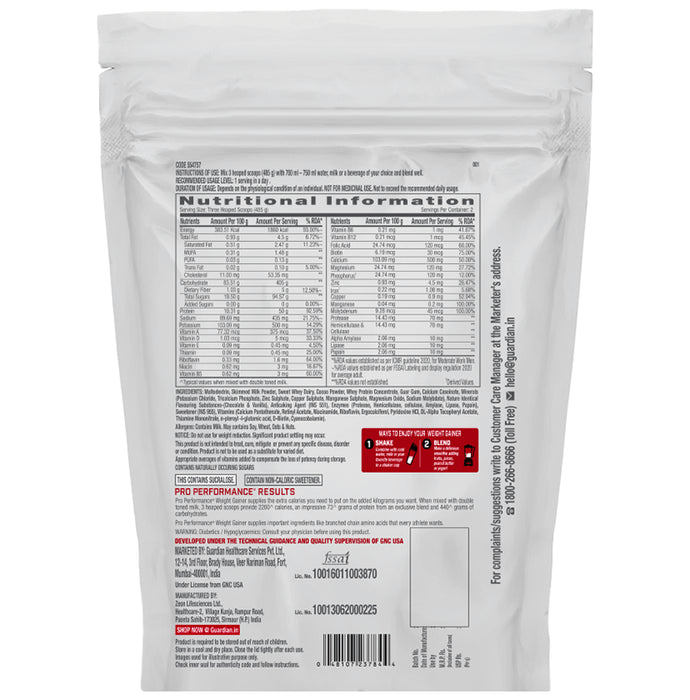 GNC Pro Performance Weight Gainer with Whey Protein | Flavour Powder Double Chocolate