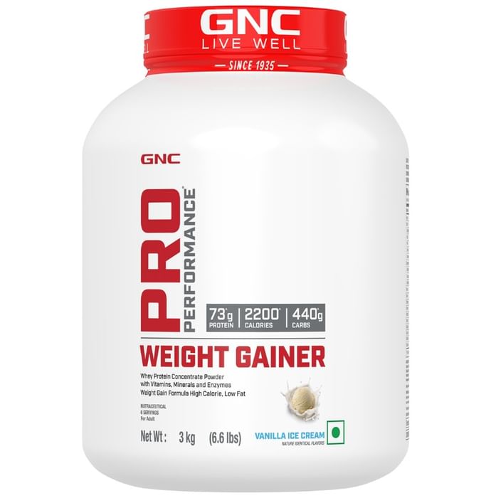 GNC Pro Performance Weight Gainer with Whey Protein | Flavour Vanilla Icecream - Classic Derma