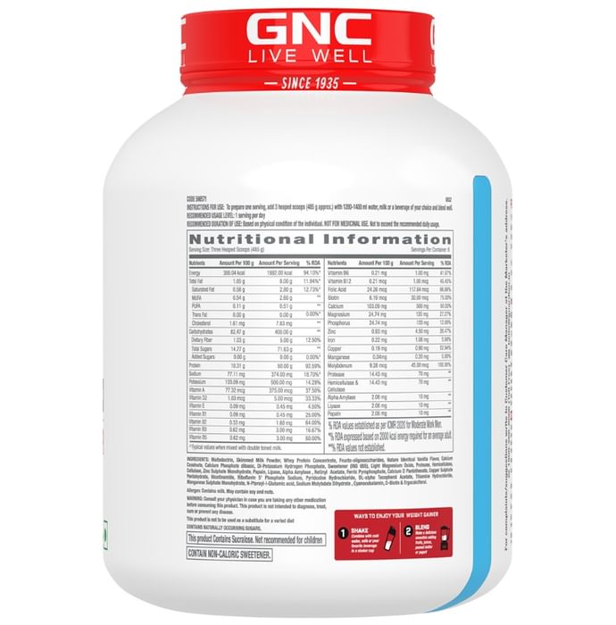 GNC Pro Performance Weight Gainer with Whey Protein | Flavour Vanilla Icecream