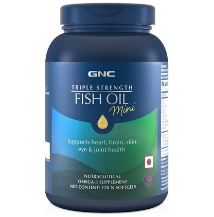 GNC Triple Strength Fish Oil Mini Softgels | With Omega-3 for Heart, Brain, Skin, Eye & Joint Health - Classic Derma