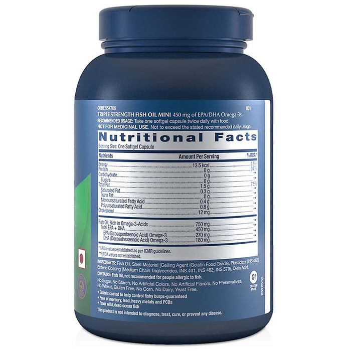 GNC Triple Strength Fish Oil Mini Softgels | With Omega-3 for Heart, Brain, Skin, Eye & Joint Health