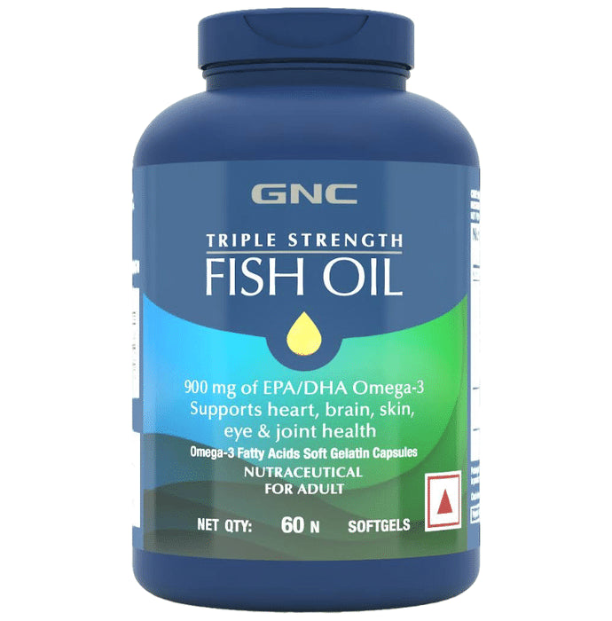 GNC Triple Strength Fish Oil Soft Gelatin Capsules with Omega 3 Fatty Acids | For Heart, Brain, Skin, Eye & Joint Health - Classic Derma