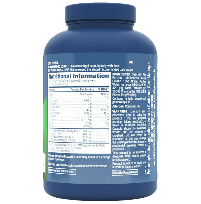 GNC Triple Strength Fish Oil Soft Gelatin Capsules with Omega 3 Fatty Acids | For Heart, Brain, Skin, Eye & Joint Health