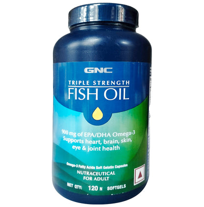 GNC Triple Strength Fish Oil Soft Gelatin Capsules with Omega 3 Fatty Acids | For Heart, Brain, Skin, Eye & Joint Health - Classic Derma