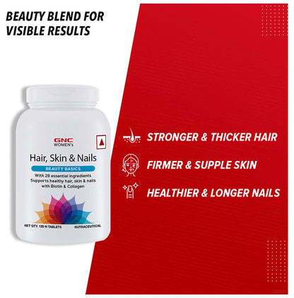 GNC Women's Beauty Basics | With Biotin & Collagen for Hair, Skin & Nails | Tablet