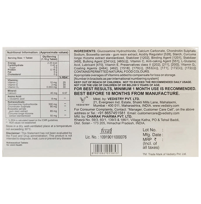 Go 365 Nutra with Glucosamine, Turmeric, Calcium & Vitamin D3 | For Joint Health Tablet