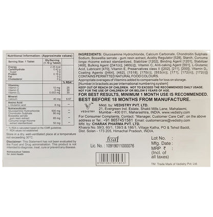 Go 365 Nutra with Glucosamine, Turmeric, Calcium & Vitamin D3 | For Joint Health Tablet