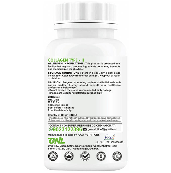 Goa Nutritions Collagen-II Enteric Coated Sustained Release Tablet Tablet SR Sugar Free