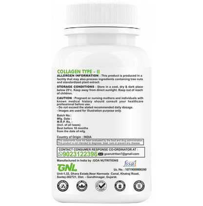 Goa Nutritions Collagen-II Enteric Coated Sustained Release Tablet Tablet SR Sugar Free