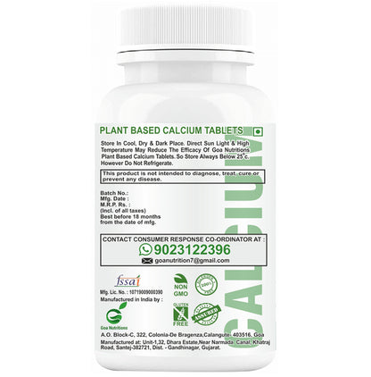 Goa Nutritions Plant Based Calcium Tablet Sugar Free